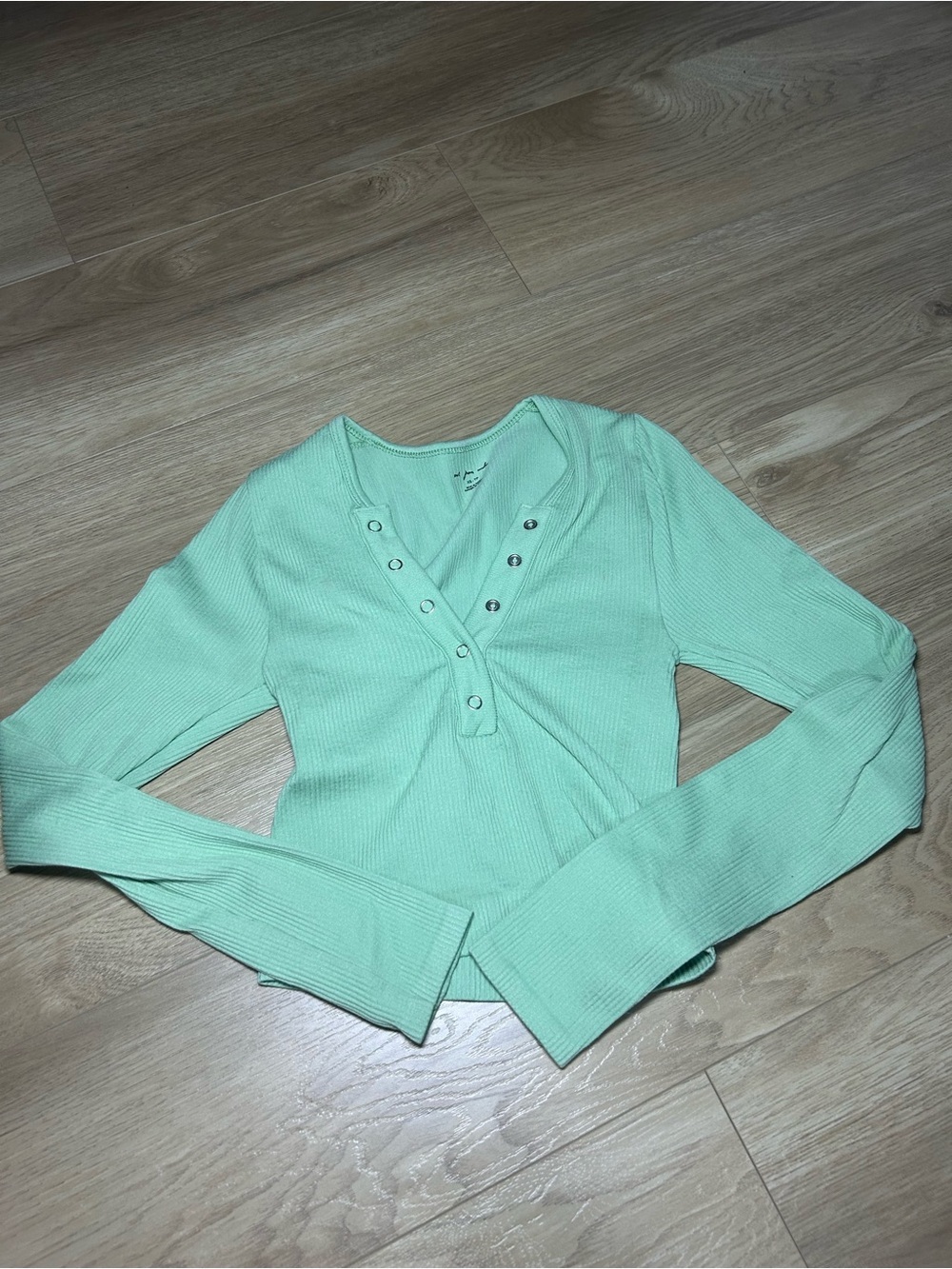 Out From Under Light Mint Ribbed Snap Henley Top